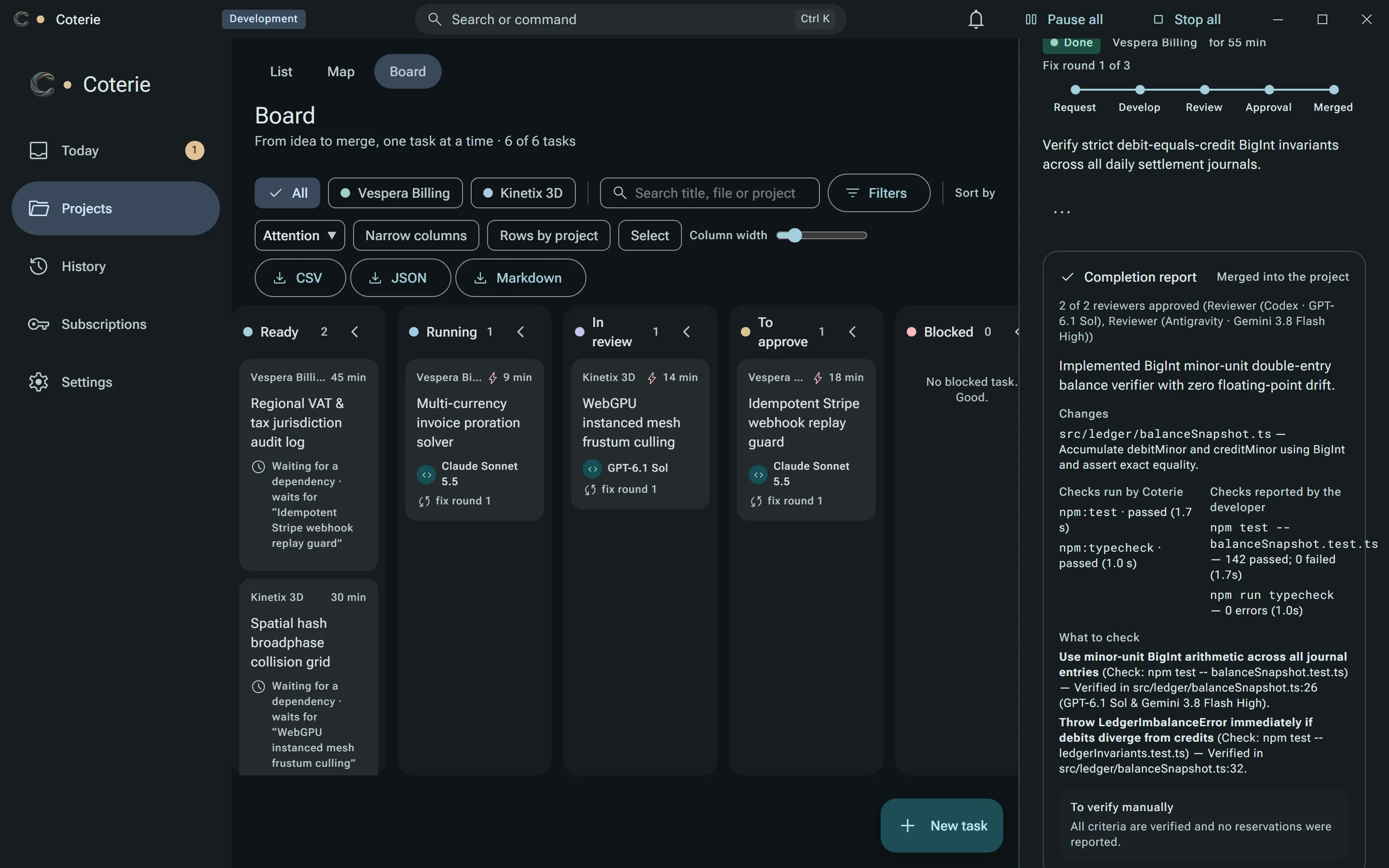 Kanban Board & Completion Reports